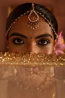 Antique Gold Finish Pearl & Flying Bird Motif Charm Mathapatti