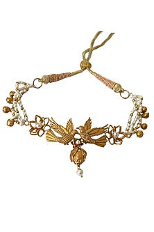Antique Gold Finish Bird & Pearl Armlet