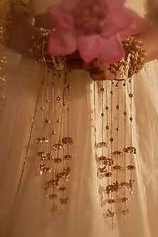 Antique Gold Plated Flying Bird & Pearl Kaleeras (Set Of 2 )