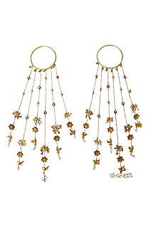 Antique Gold Plated Flying Bird & Pearl Kaleeras (Set Of 2 )