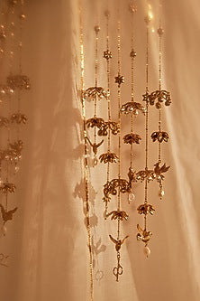 Antique Gold Plated Flying Bird & Pearl Kaleeras (Set Of 2 )