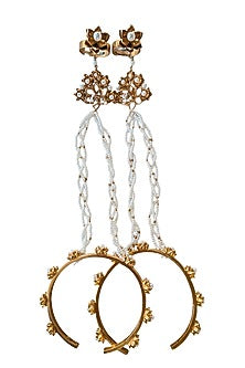 Antique Gold Finish Lotus Hathphool (Set Of 2)