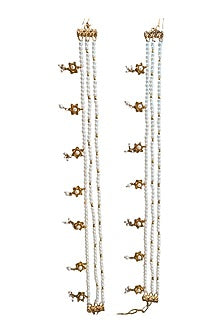 Antique Gold Finish Pearl Detachable Leg Harness & Anklets (Set Of 4)