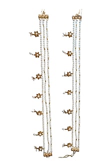 Antique Gold Finish Pearl Detachable Leg Harness & Anklets (Set Of 4)