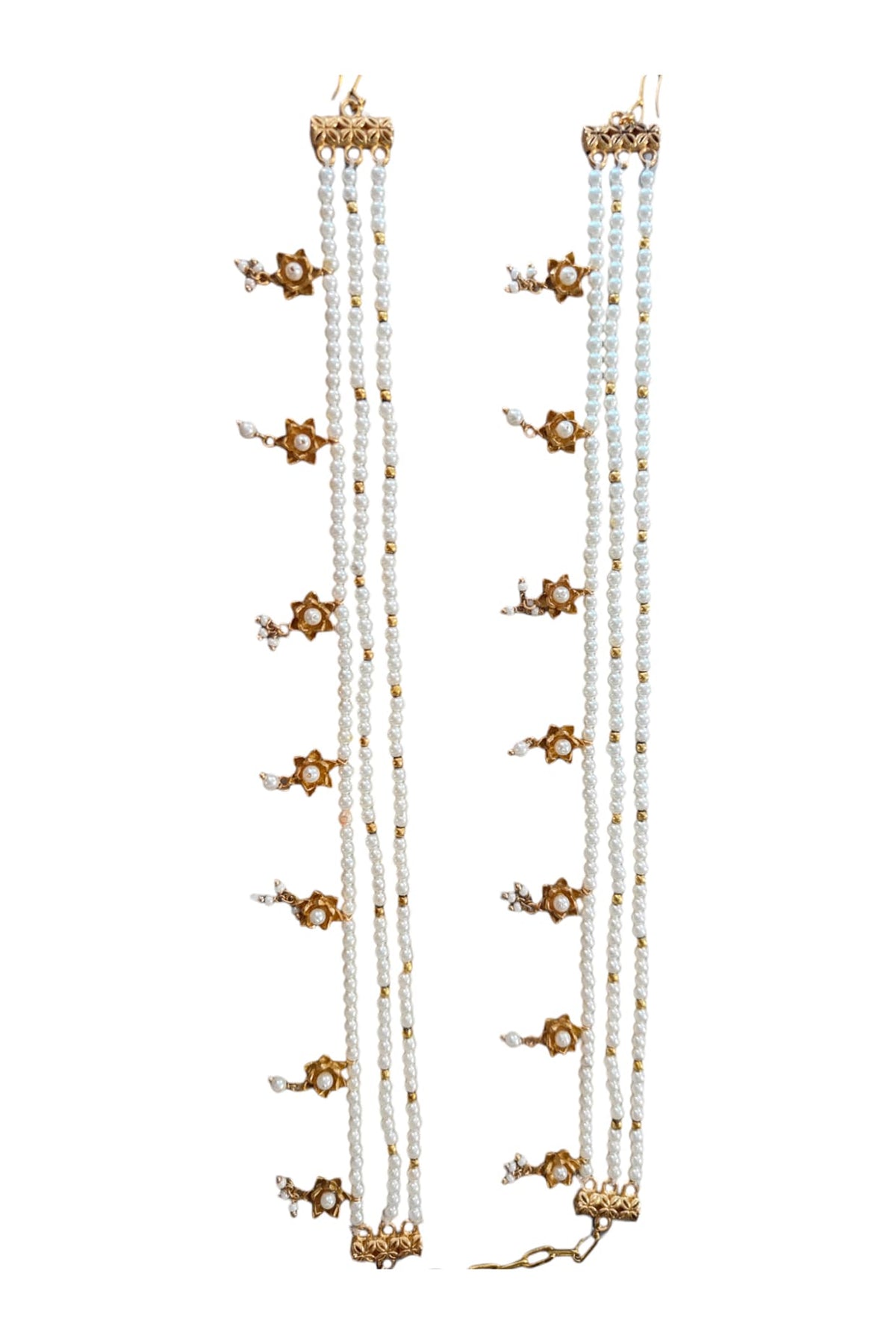 Antique Gold Finish Pearl Detachable Leg Harness & Anklets (Set Of 4)