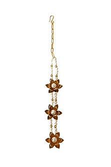Antique Gold Finish Lotus Motif Maangtikka