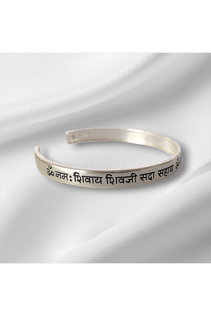 Silver Guruji Mantra Kada In Sterling Silver