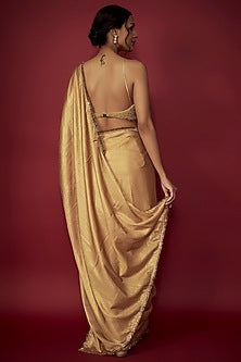 Gold Recycled Polyester Fringe Saree Set