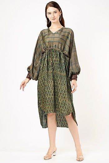 Mehendi Green Printed String Dress