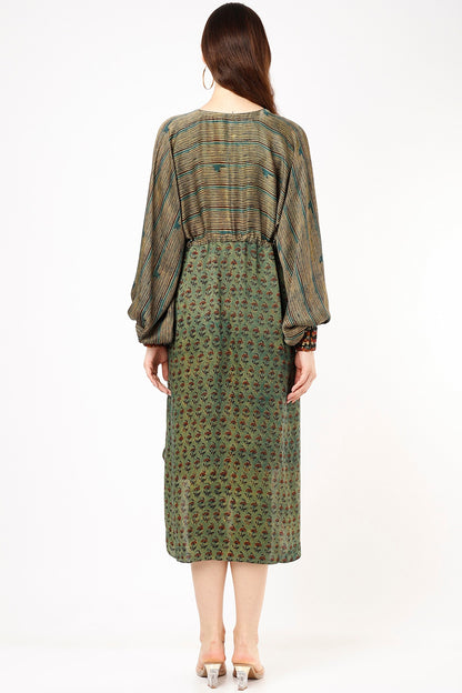 Mehendi Green Printed String Dress