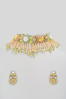 Multi-Colored Beaded Choker Necklace Set