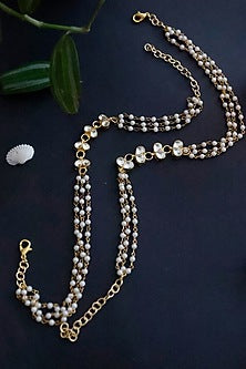 Gold Plated Kundan & Pearl Anklets