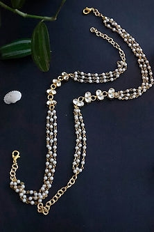 Gold Plated Kundan & Pearl Anklets