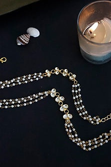 Gold Plated Kundan & Pearl Anklets