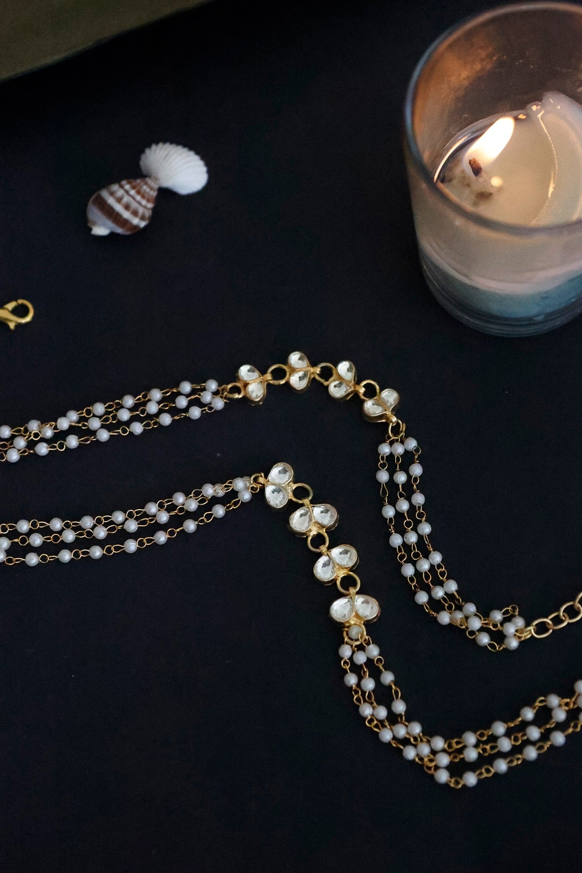 Gold Plated Kundan & Pearl Anklets
