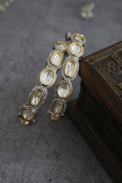 Gold Plated Polki Bangles (Set Of 2)