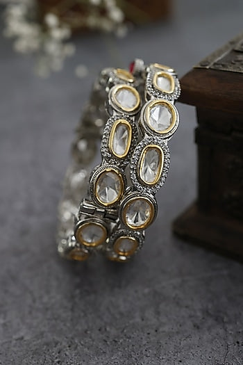 Gold Plated Polki Bangles (Set Of 2)