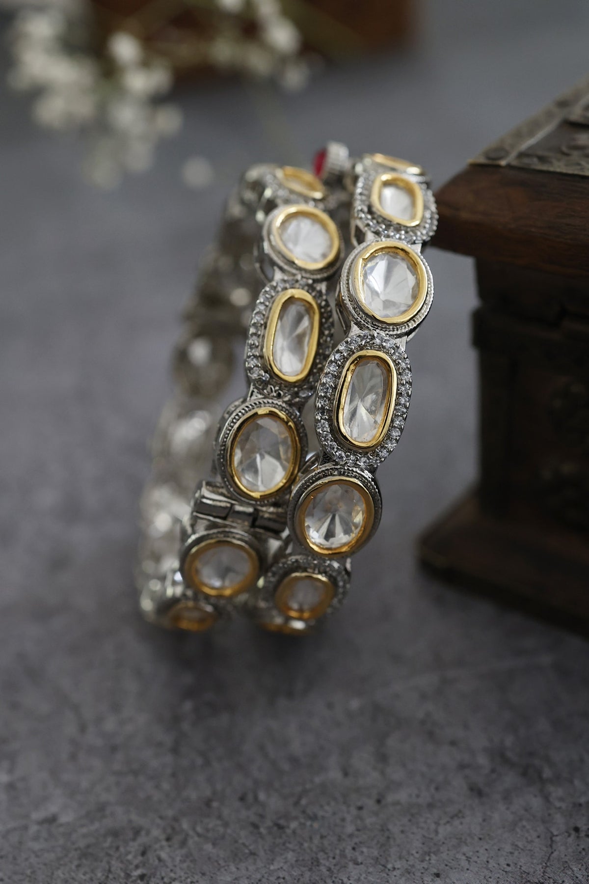 Gold Plated Polki Bangles (Set Of 2)