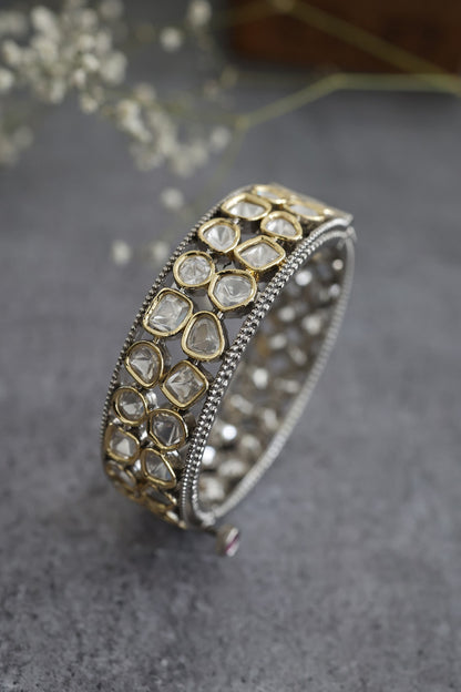 Gold Plated Polki & Cubic Zirconia Bangles