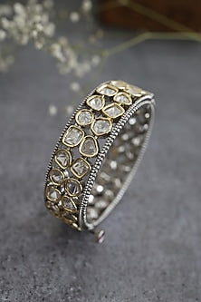 Gold Plated Polki & Cubic Zirconia Bangles