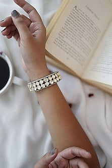 Gold Plated Polki & Cubic Zirconia Bangles