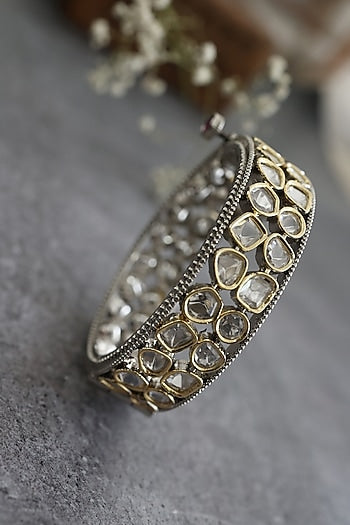 Gold Plated Polki & Cubic Zirconia Bangles