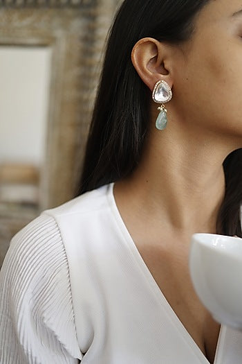 Gold Plated Polki Dangler Earrings