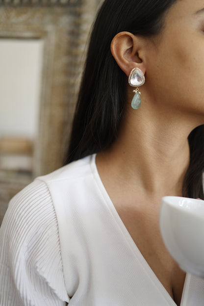 Gold Plated Polki Dangler Earrings