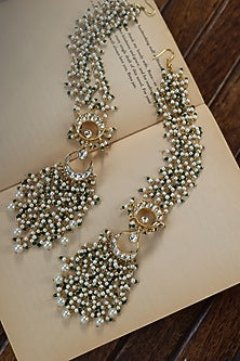 Gold Finish Cubic Zirconia & Pearl Dangler Earrings