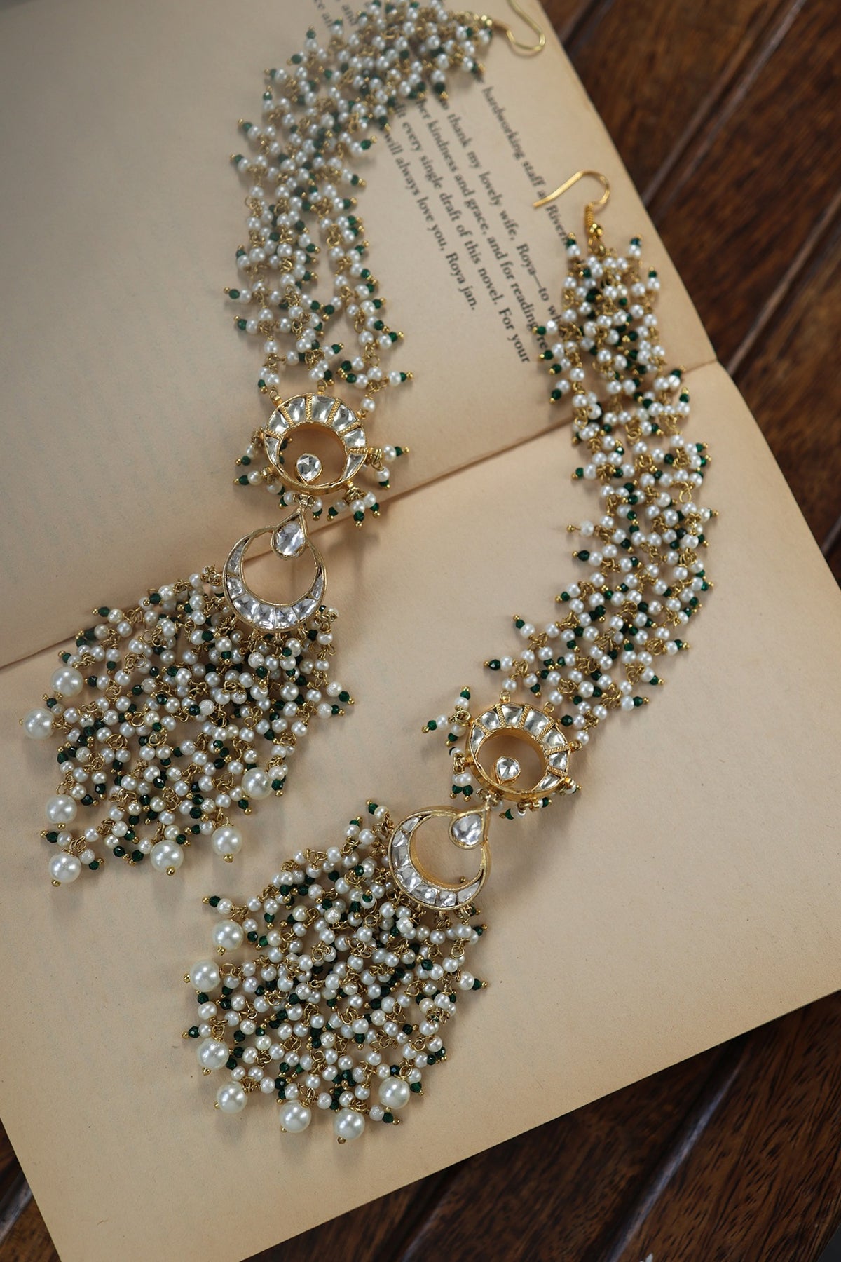 Gold Finish Cubic Zirconia & Pearl Dangler Earrings