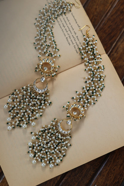 Gold Finish Cubic Zirconia & Pearl Dangler Earrings