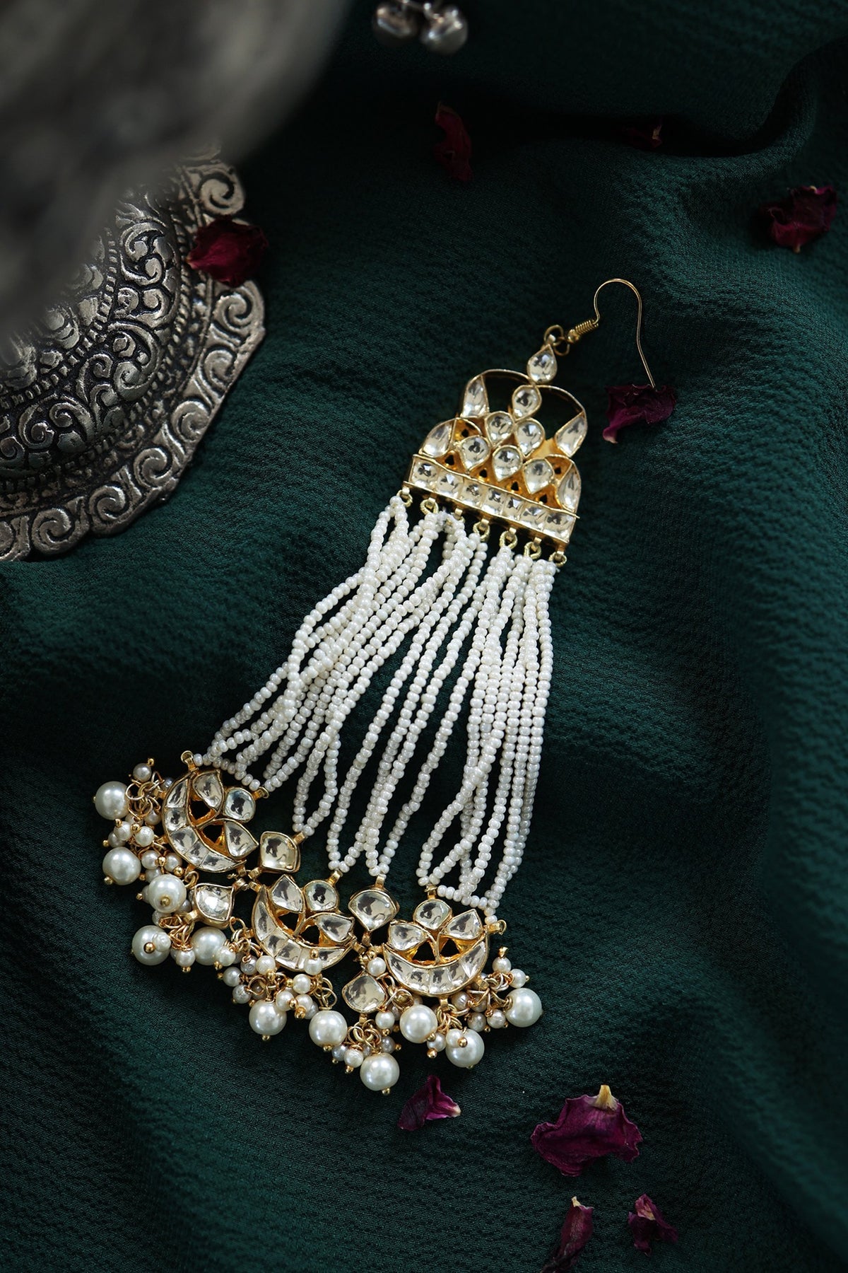 Gold Finish Kundan Polki & Pearl Passa