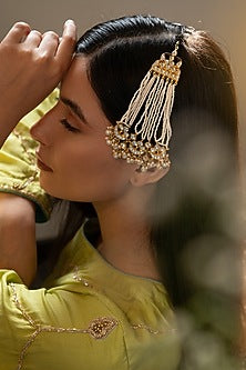 Gold Finish Kundan Polki & Pearl Passa