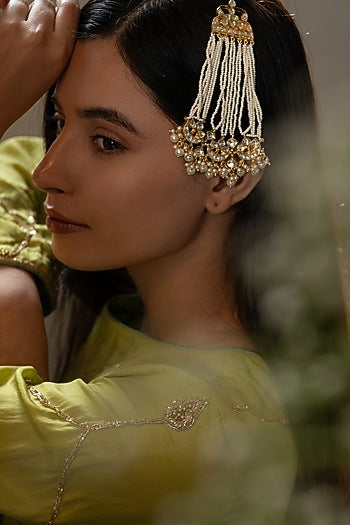 Gold Finish Kundan Polki & Pearl Passa