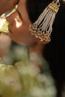 Gold Finish Kundan Polki & Pearl Passa