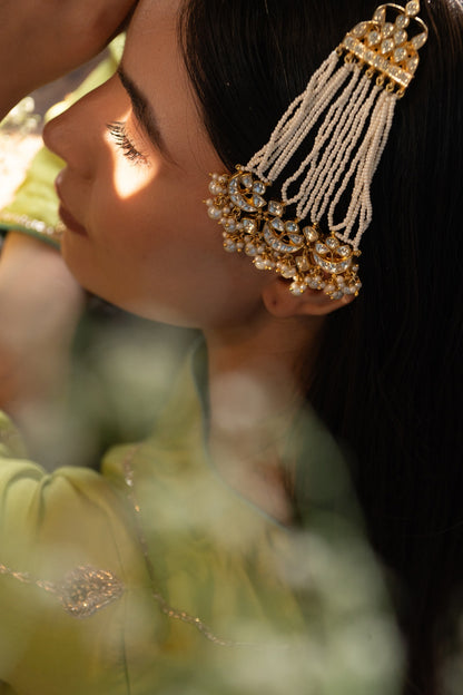 Gold Finish Kundan Polki & Pearl Passa