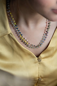 Gold Finish Onyx Layered Necklace