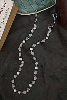 Gold Finish Pearl & Pink Stone Necklace