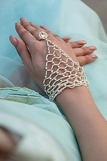 Gold Finish Seed Pearl Hathphool