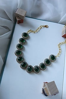 Gold Finish Crystal & Cubic Zirconia Choker Necklace
