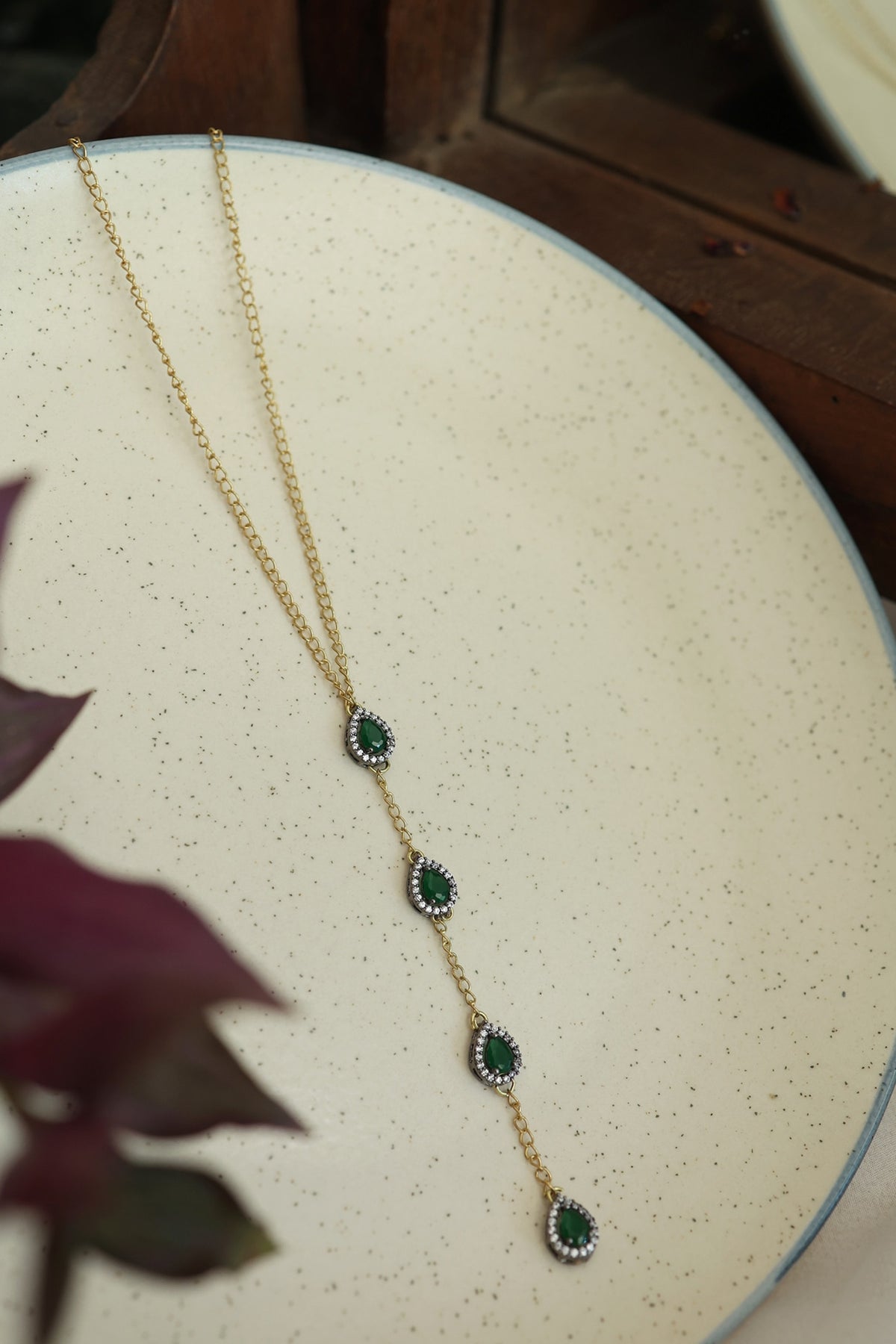 Gold Finish Crystal & Cubic Zirconia Necklace