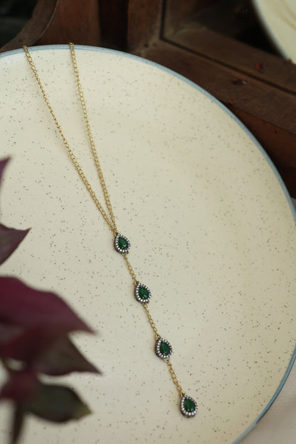 Gold Finish Crystal & Cubic Zirconia Necklace