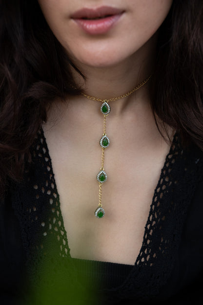 Gold Finish Crystal & Cubic Zirconia Necklace