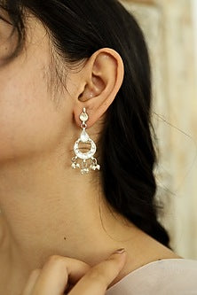 Victorian Finish Kundan Polki & Pearl Dangler Earrings