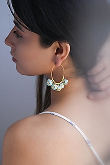 Gold Plated Meenakari Ball Hoop Earrings