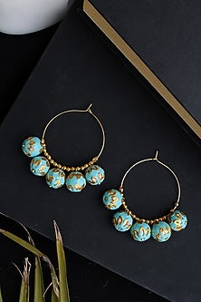 Gold Plated Meenakari Ball Hoop Earrings