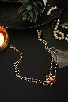 Gold Plated Red Stone Choker Necklace