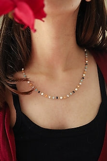 Gold Plated Onyx & Pearl String Necklace
