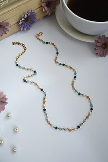 Gold Plated Onyx & Pearl String Necklace