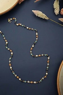 Gold Plated Onyx & Pearl String Necklace